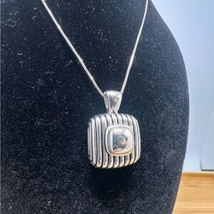 JOSEPH ESPOSITO Sterling Silver Striped Layered Square Cushion Pendant Necklace